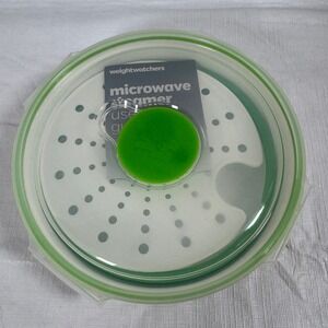 Weight Watchers Collapsible Microwave Steamer Bowl Green White BPA Free